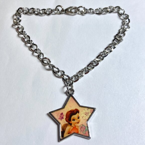 Vintage Disney Tinker Bell Rosetta Charm Bracelet Starter 8" Fairy Silver Tone - Picture 5 of 9